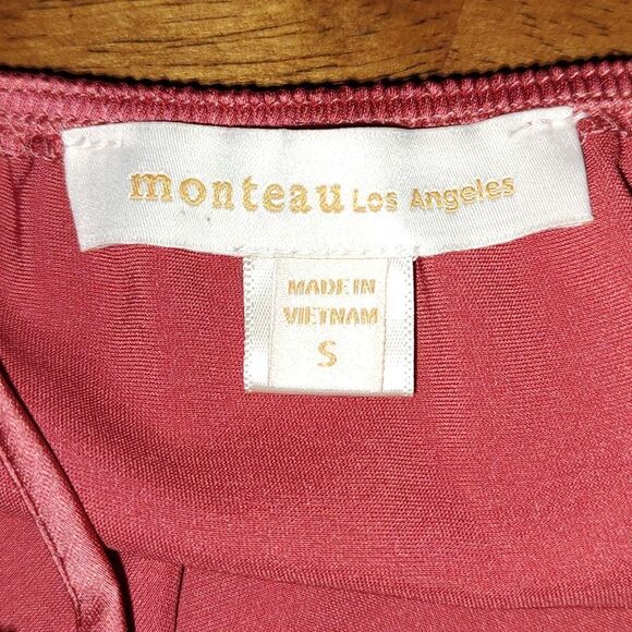Monteau Los Angles Rust color  silky look spagetti strap blouse  Sz S - Picture 5 of 5